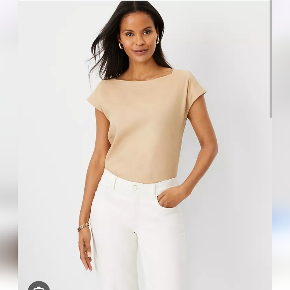 NWT Ann Taylor Linen Blend Boatneck Blouse